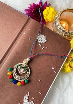 Pearl Beaded Hanging Lumba Rakhi