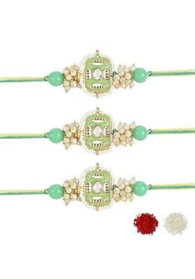 Set Of 3 Kundan Studded Rakhi
