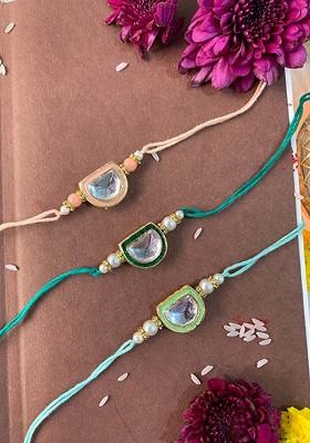 Men Set Of 3 Kundan Studded Rakhis