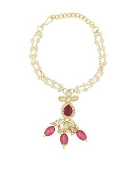 Stone Studded And Artificial Beaded Lumba Hanging Rakhi