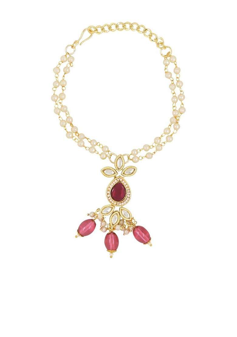 Stone Studded And Artificial Beaded Lumba Hanging Rakhi - Indya
