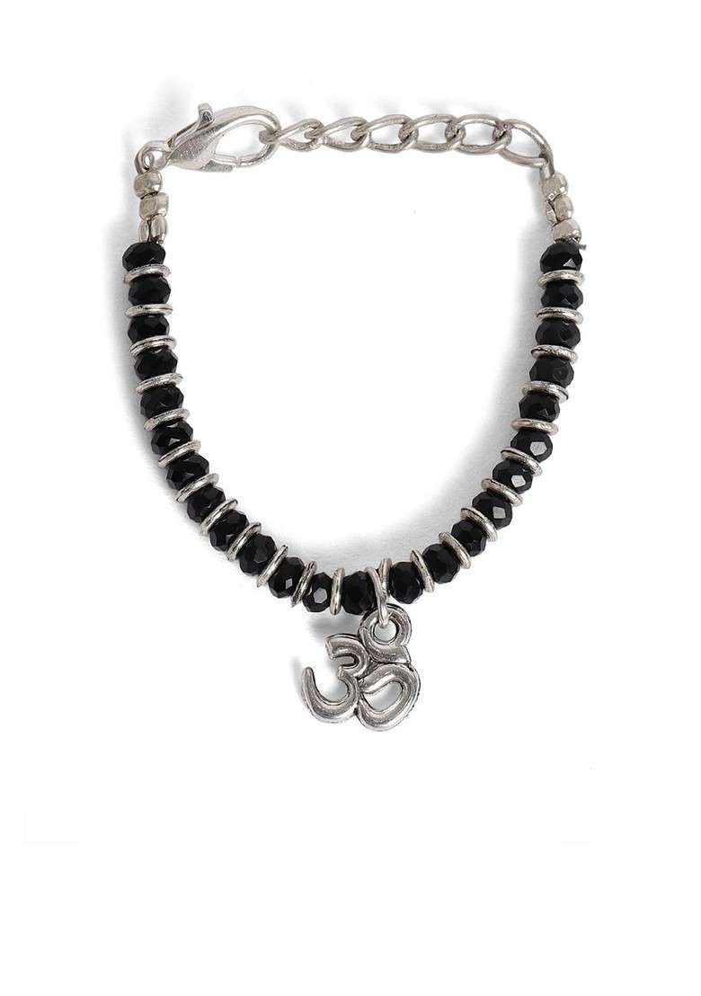 Silver Plated Beaded Nazaria Rakhi For Baby And Infants - Indya