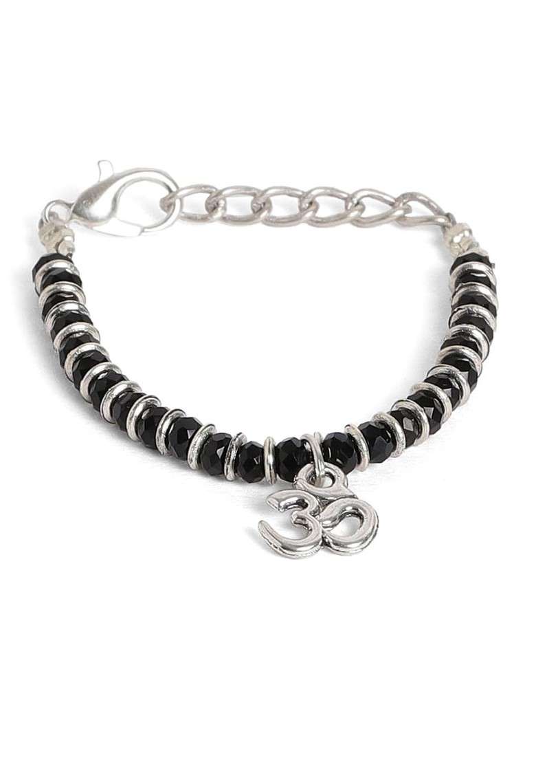 Silver Plated Beaded Nazaria Rakhi For Baby And Infants - Indya