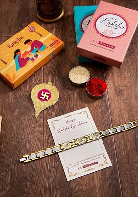 Stainless Steel Rust Free Rakhi With Roli Chawal Card