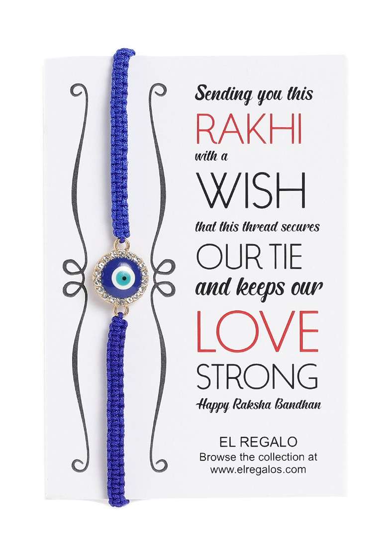 Men Evil Eye Rakhi With Roli Rice And Greeting Card - Indya