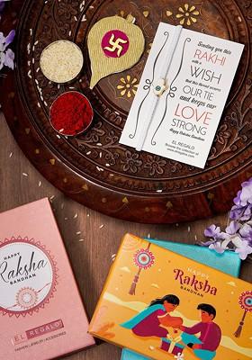 Men Evil Eye Rakhi With Roli Rice And Greeting Card