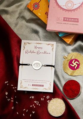 Bhai Evil Eye Rust Free Stainless Steel Rakhi With Roli Chawal Card