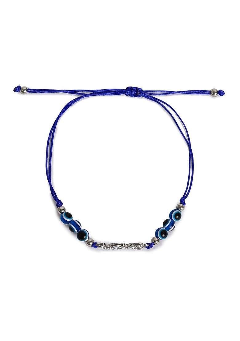 Set Of 2 Evil Eye Rakhi Combo For Bhaiya And Bhabhi With Roli Chawal - Indya