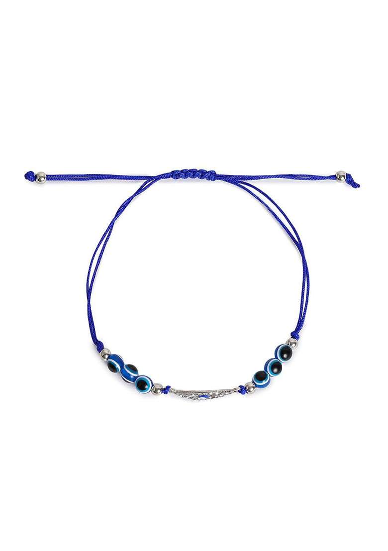 Set Of 2 Evil Eye Rakhi Combo For Bhaiya And Bhabhi With Roli Chawal - Indya