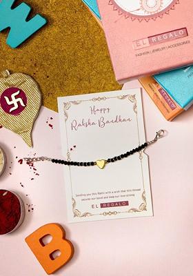 Heart Charm Beaded Nazaria Rakhi For Infant Boys With Roli Chawal