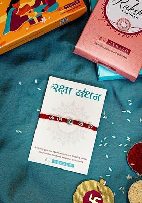 Men Om Charm Rakhi With Roli And Chawal