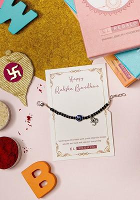 Evil Eye Om Charm Details Rakhi For Baby And Infants With Roli Chawal