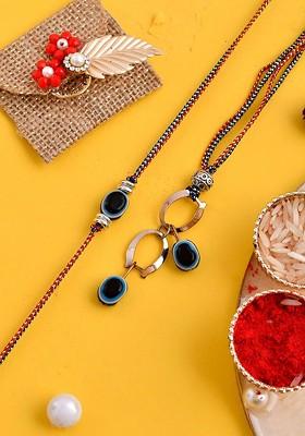 Unisex Set Of 2 Nazar Raksha Bhaiya Bhabhi Rakhis