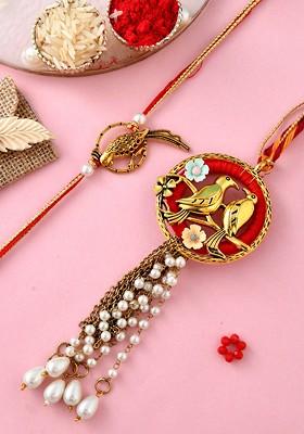 Set Of 2 Engraved Chirping Birds Bhaiya Bhabhi Rakhis
