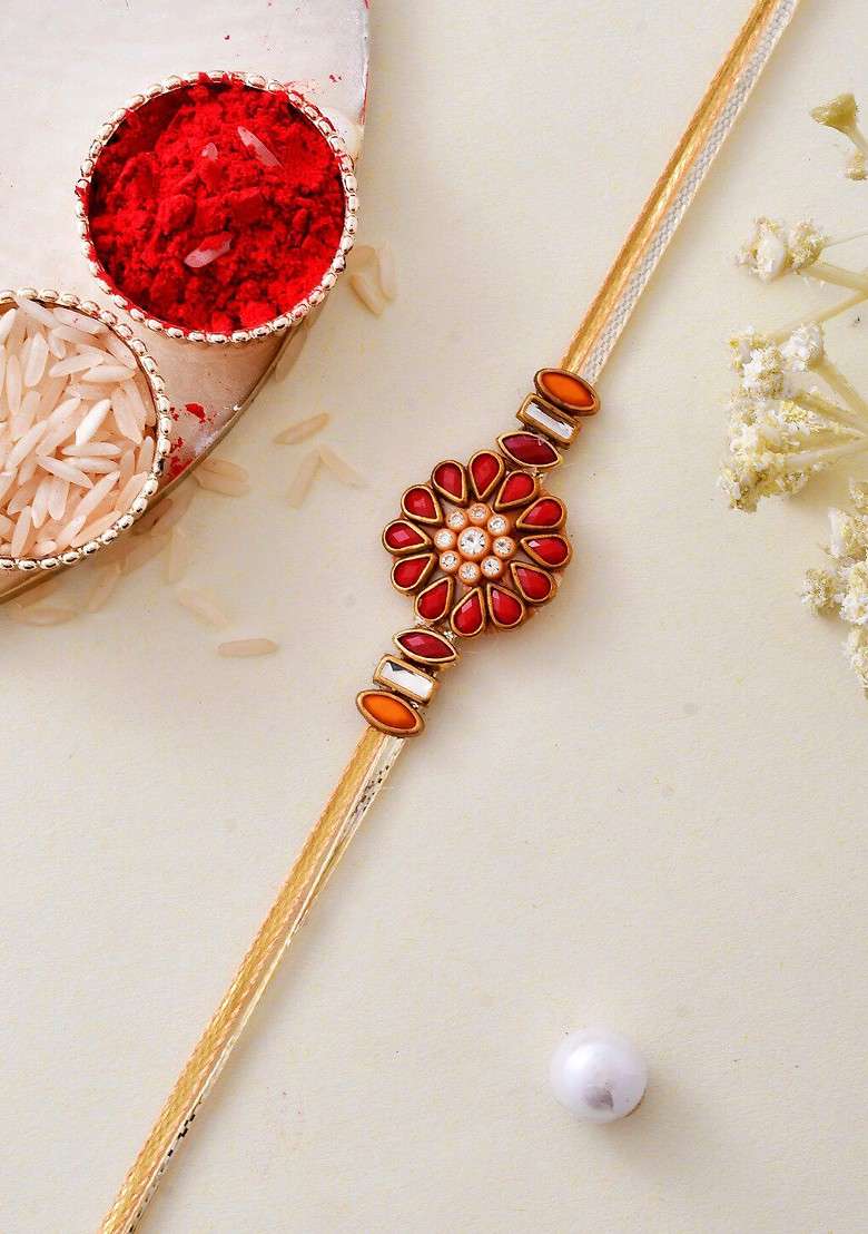 Kundan And Beaded Rakhi - Indya
