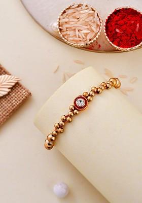 Stone Studded And Beaded Bracelet Rakhi