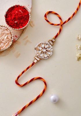 Aapno Floral Kundan Studded Pearl Rakhi