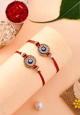 Set Of 2 Evil Eye Woven Elegant Rakhi Set