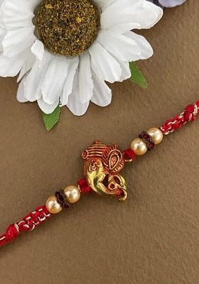 Ganesha And Beaded Thread Rakhi