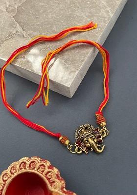 Lord Ganesha And Rudraksha Thread Rakhi