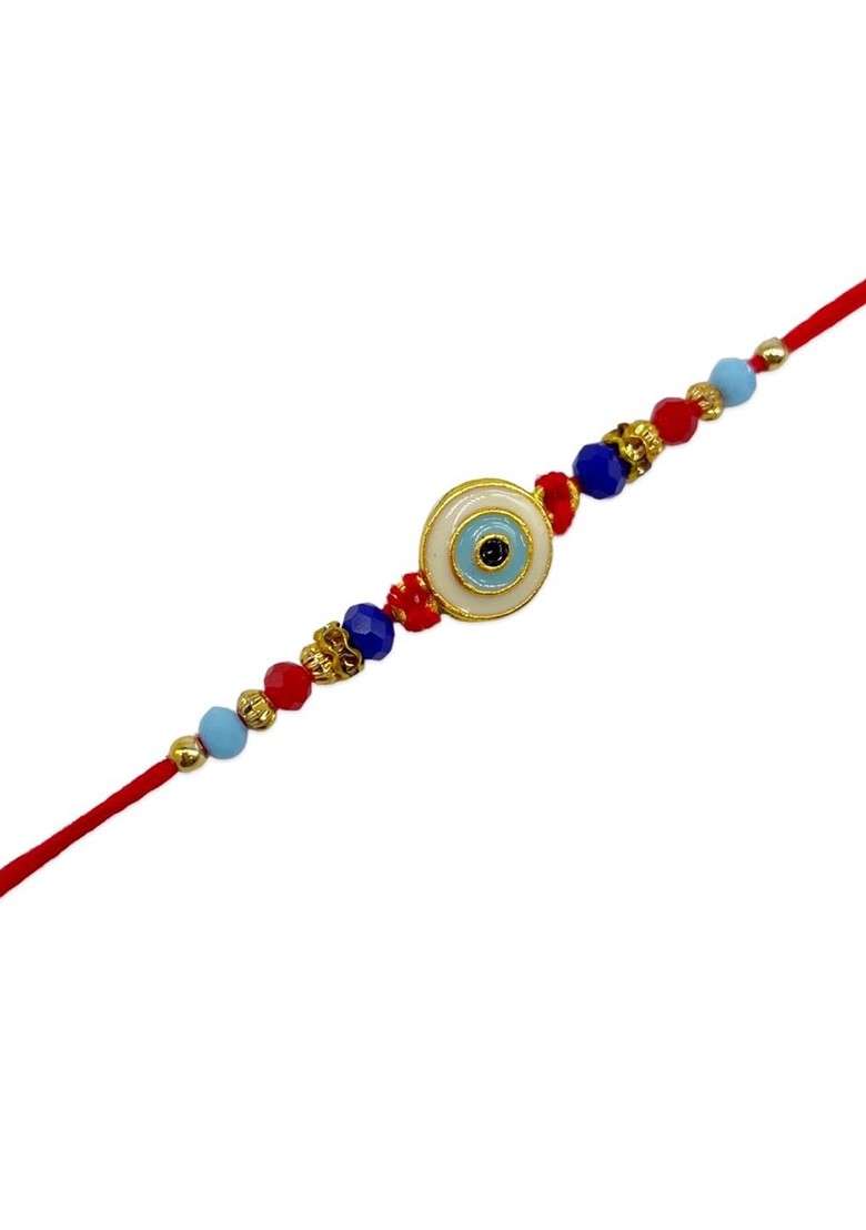 Evil Eye And Beaded Charm Thread Rakhi - Indya