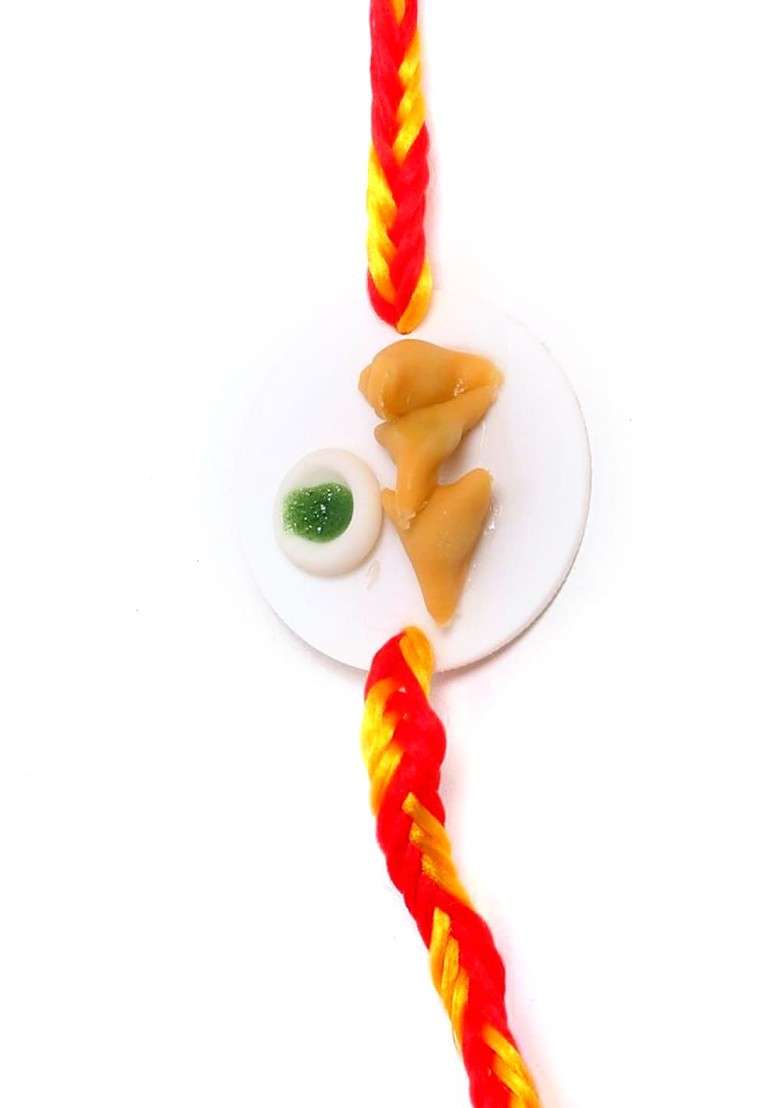 Kids Samosa Thread Rakhi With Roli Chawal - Indya