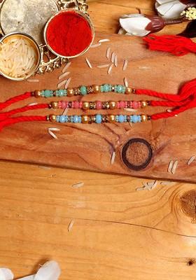 Set Of 3 Stone Beaded Rakhi