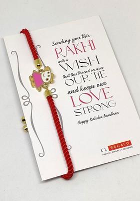 Kids Red And Gold Toned Beaded Rakhi