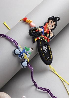 Kids Set Of 2 Boy On Cycle Rakhi