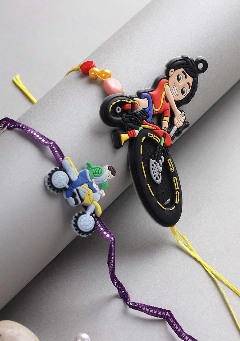 Kids Set Of 2 Boy On Cycle Rakhi - Indya