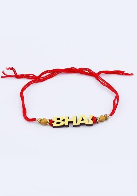El Regalo Gold Toned And Red 4 Rakhi With Roli Chawal Greeting Card