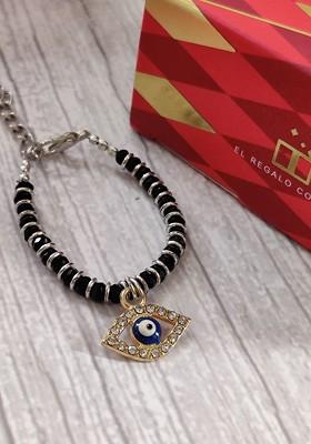 Baby Black Gold Beaded Nazaria Evil Eye Charm Bracelet Rakhi