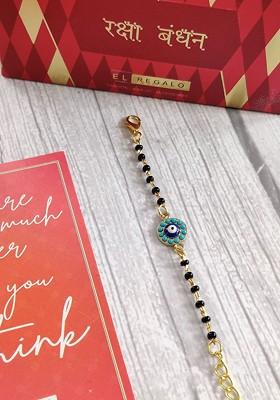 Baby Gold Tone Black Beaded Nazaria Evil Eye Bracelet Rakhi