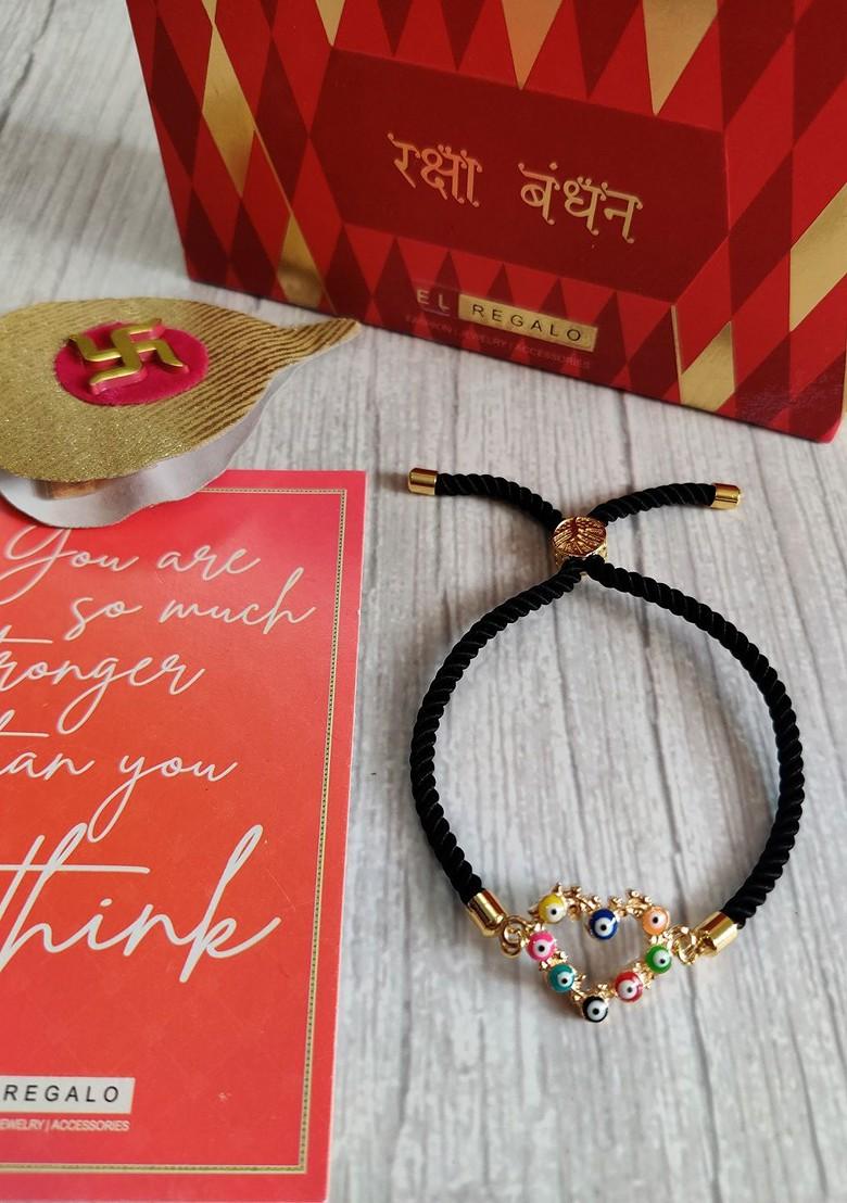 Black Heart Pattern Bracelet Rakhi