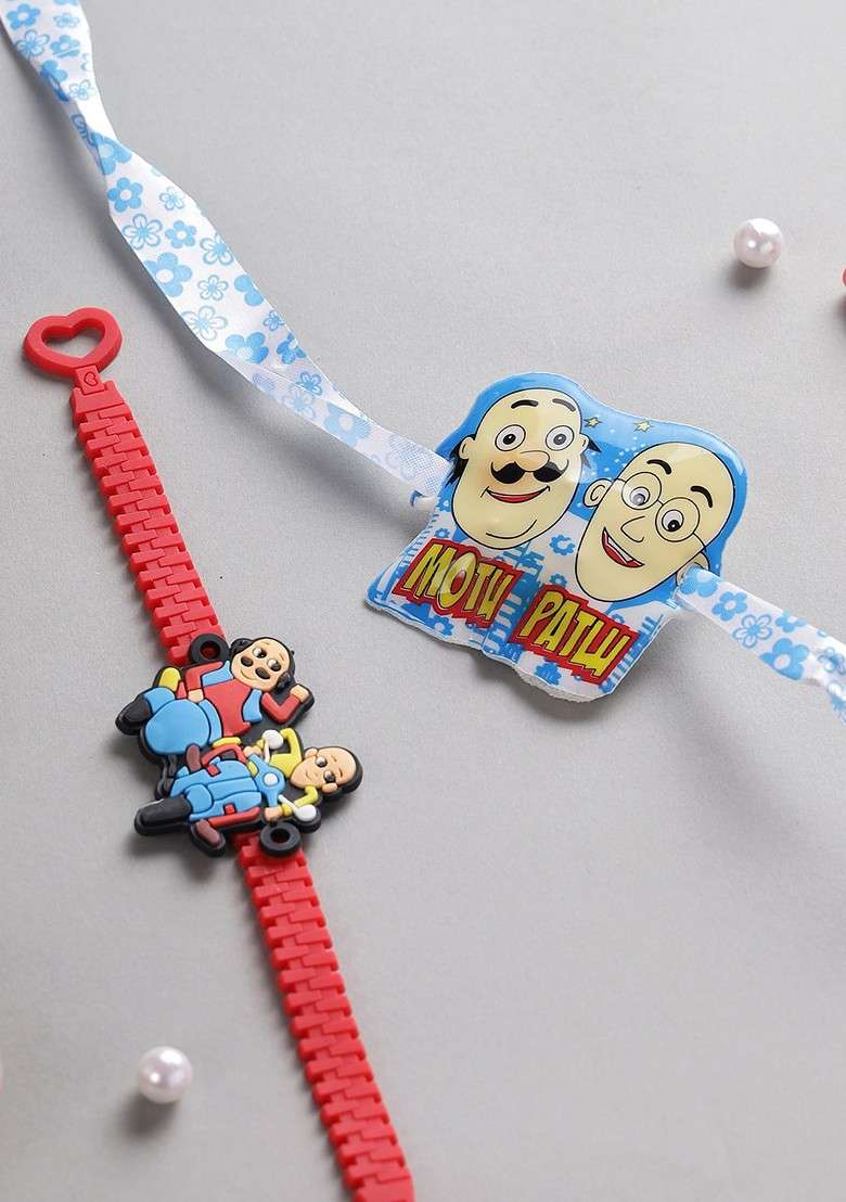 Kid Set Of 2 Multicolor Motu Patlu Rakhi - Indya