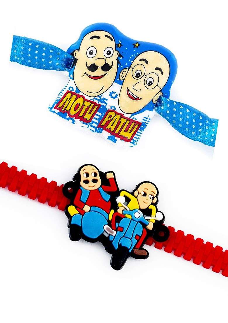 Kid Set Of 2 Multicolor Motu Patlu Rakhi - Indya