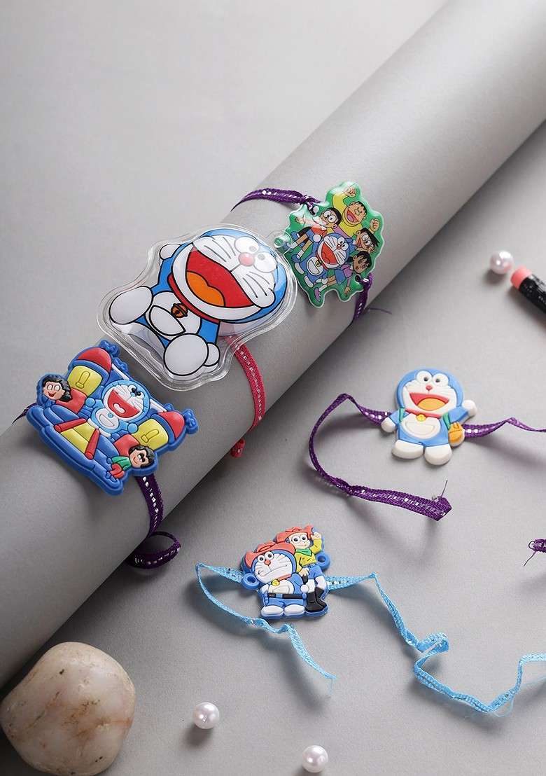 Kids Set Of 5 Doraemon Rakhi - Indya