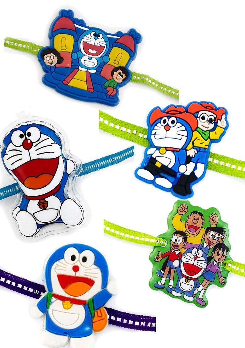 Kids Set Of 5 Doraemon Rakhi - Indya