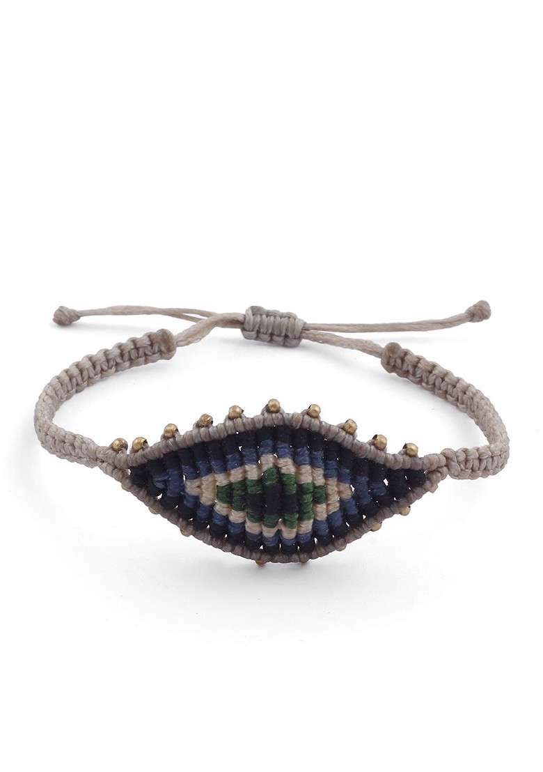 Unisex Set Of 2 Orange And Grey Evil Eye Wraparound Rakhi - Indya