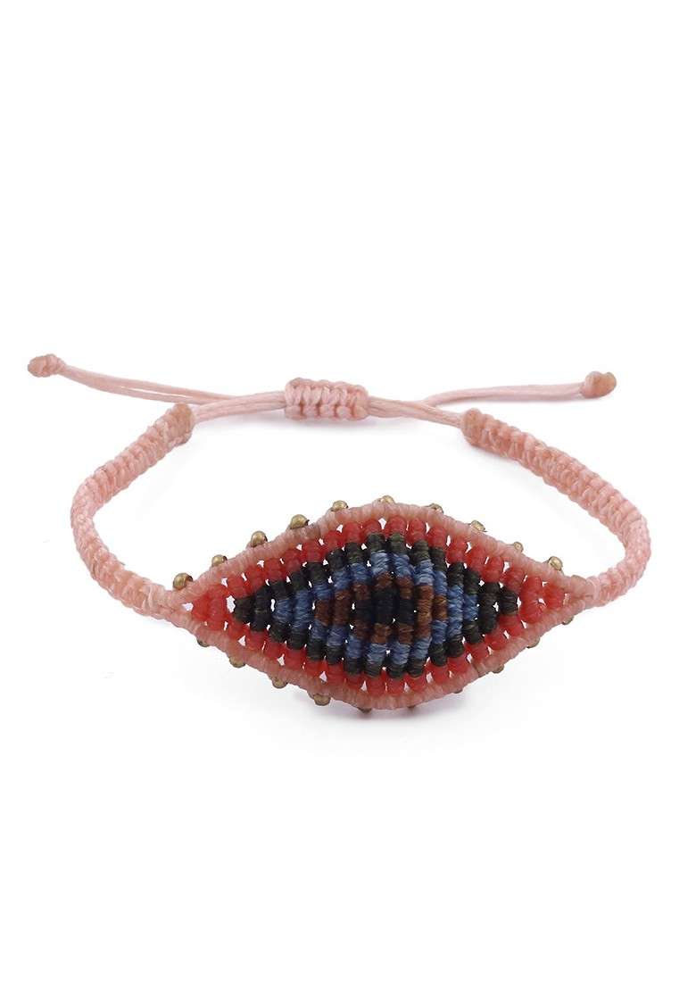Unisex Set Of 2 Orange And Grey Evil Eye Wraparound Rakhi - Indya