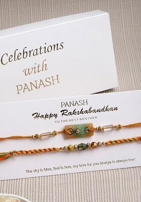 Men Set Of 2 Yellow Beads Handcrafted Rakhis