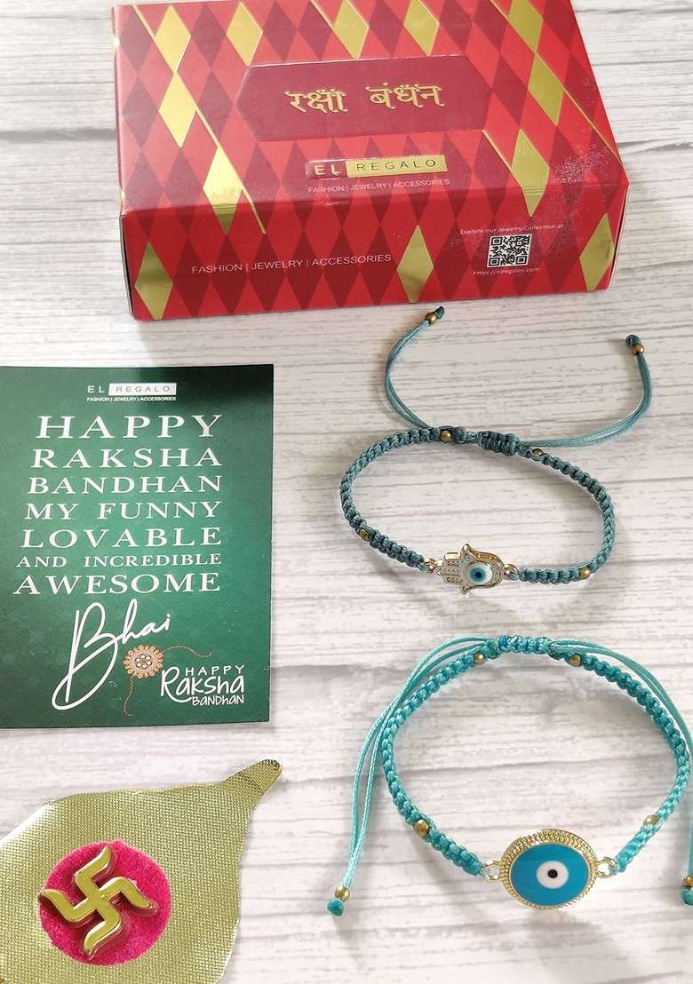 Pack Of 2 Blue Evil Eye Rakhi - Indya