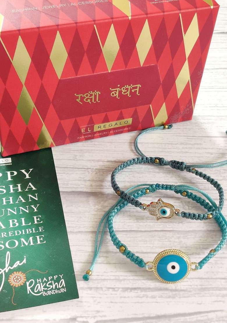 Pack Of 2 Blue Evil Eye Rakhi - Indya