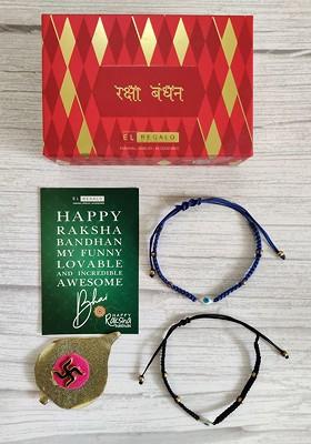 Blue And Black Set Of 2 Evil Eye Beaded Rakhi