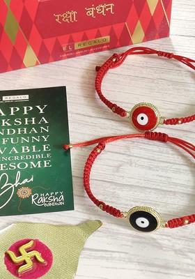 Unisex Set Of 2 Red And Black Evil Eye Rakhi