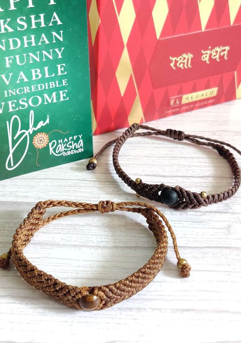 Unisex Pack Of 2 Wraparound Rakhi And Roli Chawal - Indya