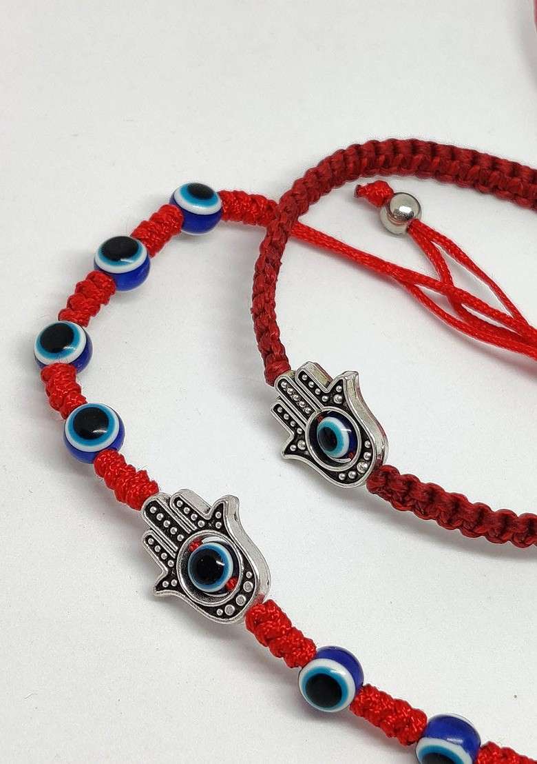 Set Of 2 Beaded Evil Eye Rakhi - Indya