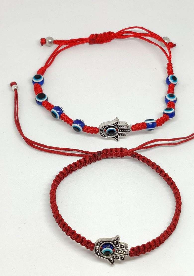 Set Of 2 Beaded Evil Eye Rakhi - Indya