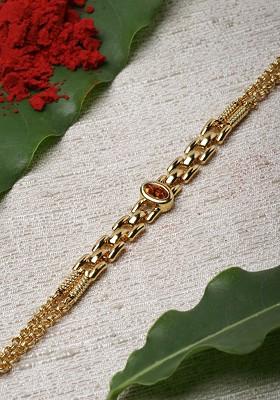 Men Gold Plated Bracelet Rakhi