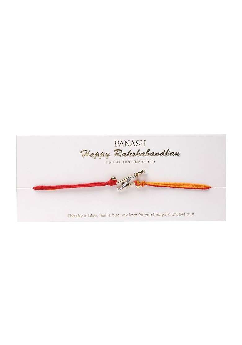 Men N Alphabat Gold Plated Ad Stone Convertible Pendant Rakhi - Indya